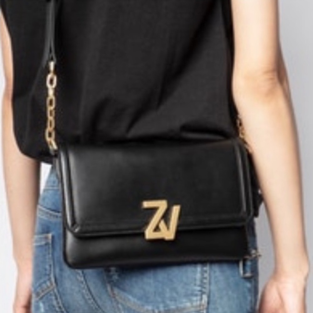 Zadig & Voltaire Black Crossbody Bag with Gold Accent